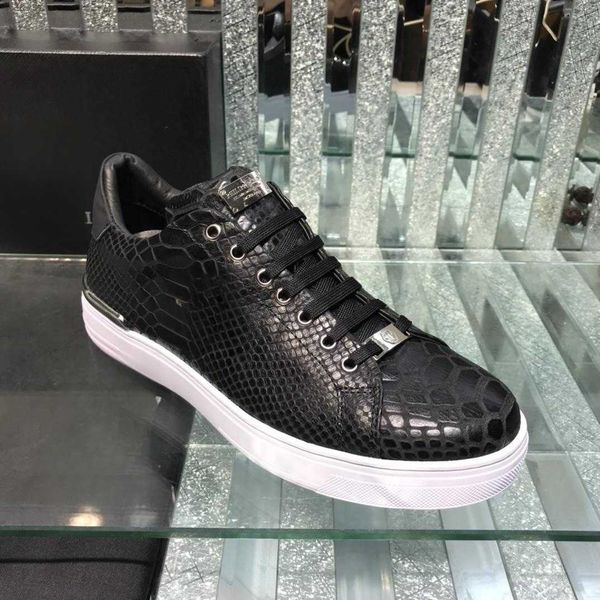 

philipps pleins new handmade rivet pp men's shoes fashion casual shoes leather flat heel walking shoes size 38-45, Black