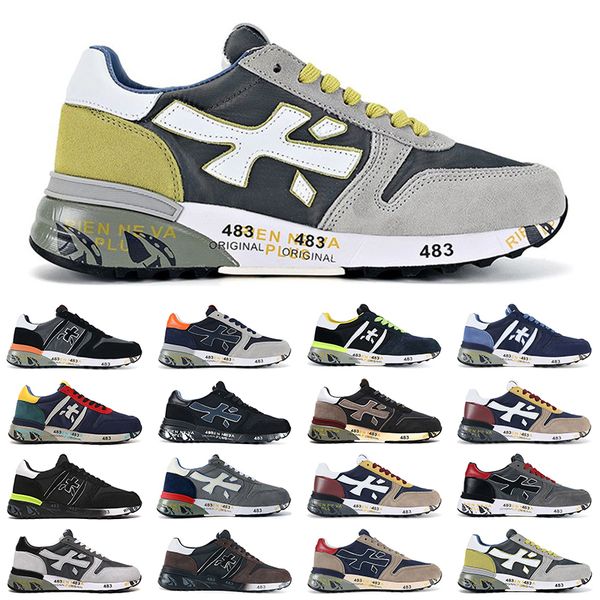 

premiata designer shoes runner lander landeck mick black white midnight blue beige yellow luxury sneakers mens trainer