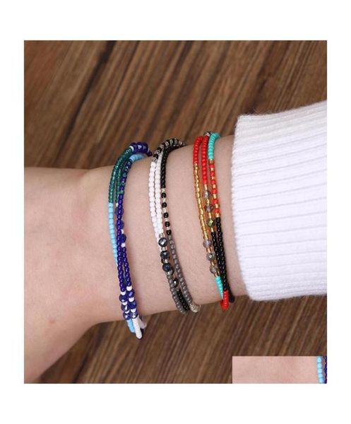 

charm bracelets bohemian colorf glass seed beads bracelet 3 layer boho mixed trilaminar braid for women girls with frie qyleby bde1420638, Golden;silver