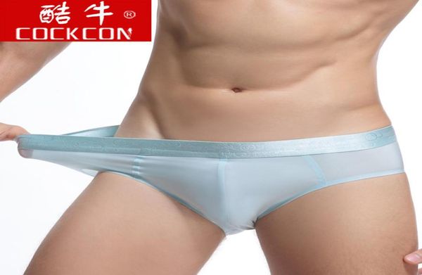 

cockcon men underwear mens briefs ice silk breathable seamless panties cueca male underwear briefs sexy5201509, Black;white