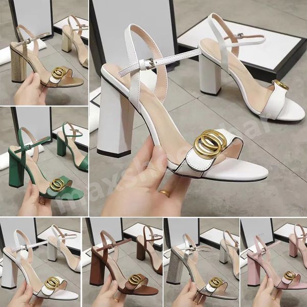 

classic high heeled sandals party fashion 100% leather women dance shoe designer heels suede lady metal belt buckle thick heel woman shoes l