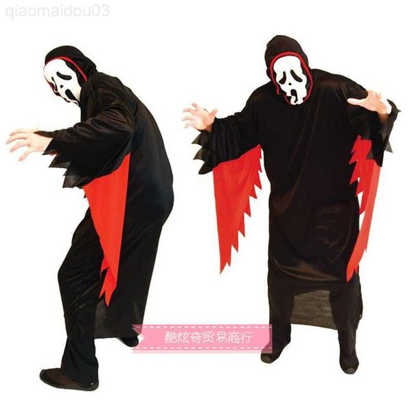 

theme costume devil demon scary comes s ghost face come robe scary halloween carnival party outfit l230804, Black;red