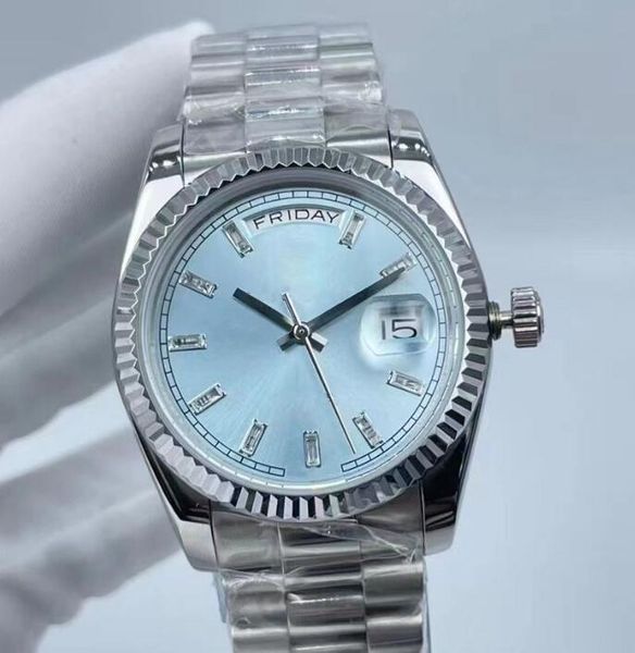 

womens watch 36mm movement watch automatic mechanical bezel stainless steel diamond watches day date fashion lady waterproof wristwatch-02, Slivery;brown