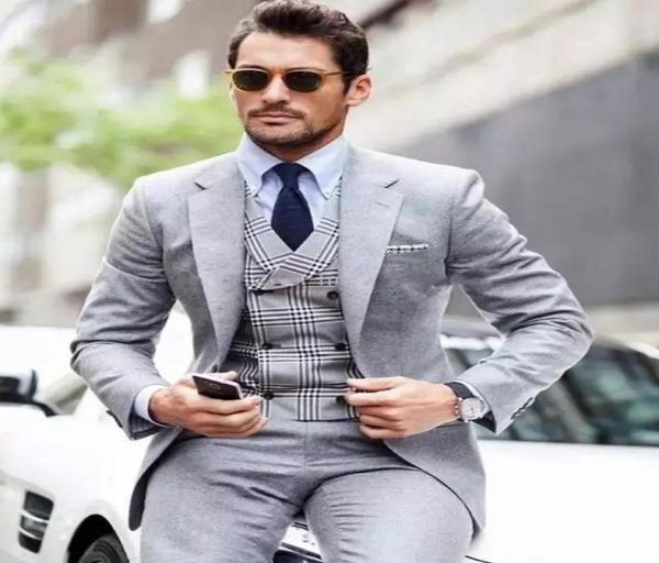 

brand new light grey groom tuxedos notch lapel groomsman wedding 3 piece suit fashion men business jacket blazerjacketpantstie2709592, Black;gray