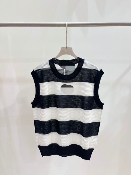 

722 2023 spring brand same style sweater sleeveless crew neck black pullover fashion womens clothes womens, White;black