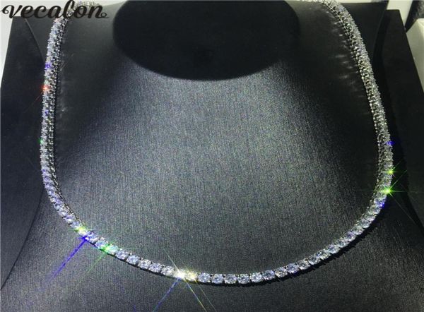 

vecalon luxury tennis necklace white gold filled full 4mm 5a cz party wedding necklaces for women men hiphop jewelry gift7140385, Black