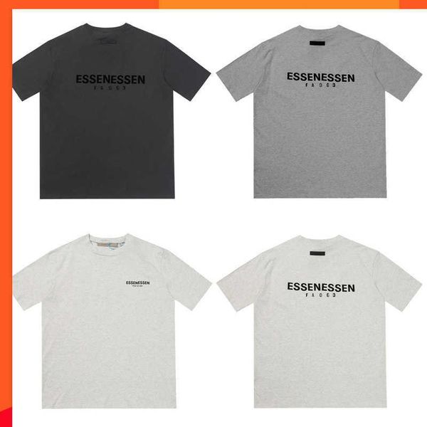 

ess designer pullover t shirts chest letter laminated print short sleeve high street loose oversize casual t-shirt cotton for men and women, White;black