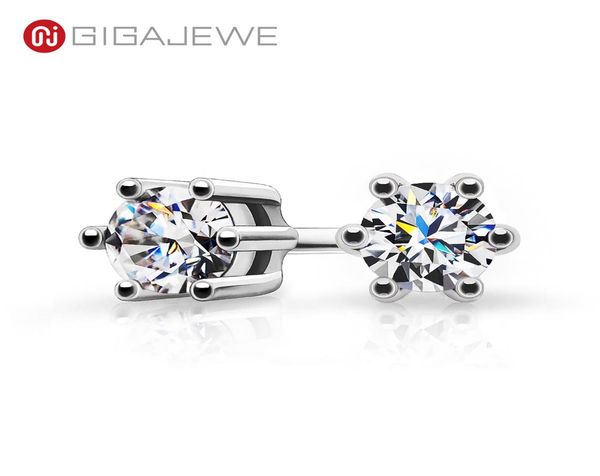 

fine jewelry stud gigajewe moissanite total 02ct 3mm round cut vvs1 925 silver earrings diamond test passed fashion love token wo3210445, Golden;silver