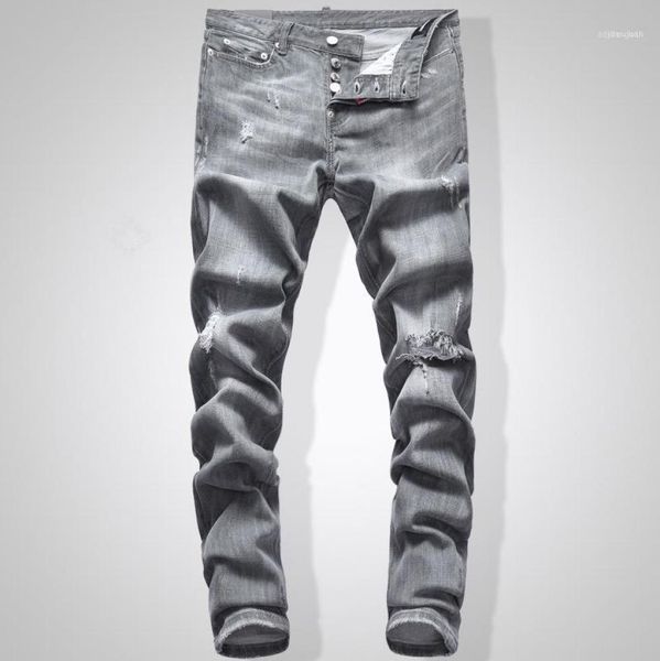

grey jeans men slim fit denim solid color hip hop streetwear biker jeans 744 men039s jeans119264210, Blue