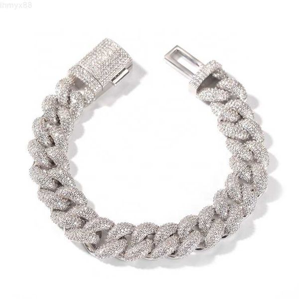 

fashion 20mm full cz baguette 3d cz pave chain solid hip hop chains cuban link bracelet for male jewelry, Silver