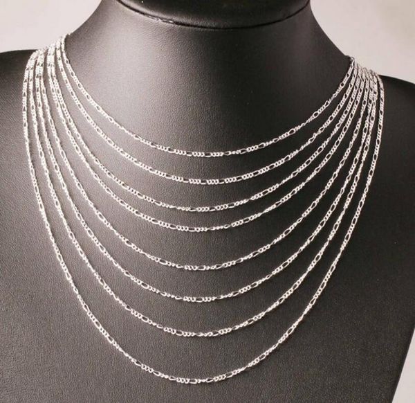 

2mm figaro chains 925 sterling silver jewelry for diy necklace chain with lobster clasps size 16 18 20 22 24 26 28 30 inch6783713
