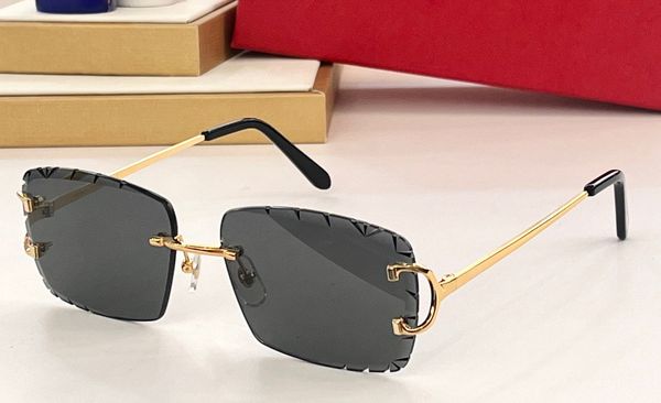 

fashion designer 0092 mens women sunglasses classic vintage square high-grade metal rimless glasses summer simple business style anti-ultrav, White;black