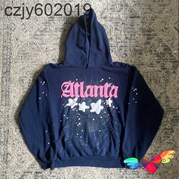 

spider hoodie men's hoodies 2023 navy blue sp5der atlanta men women pink young thug spider hip hop 555555 sweatshirt star pulloverstmvl, Black