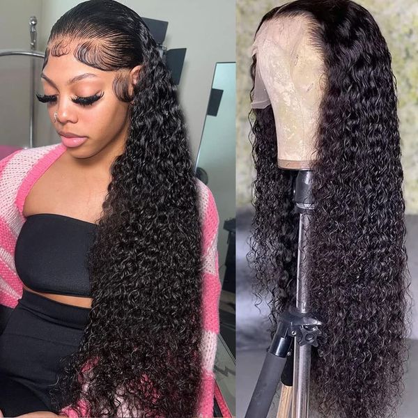

Deep Wave Lace Frontal Wig Curly Human Hair Wigs for Black Women 30 34 Inch Water Wave 13x4 4x4 Closure Frontal Wig Pre Plucked