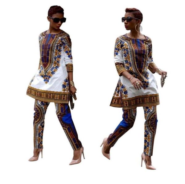 

2019 new african women clothes dashiki rich bazin print casual traditional african dresses for woman africa clothing pant set868593660406, Red
