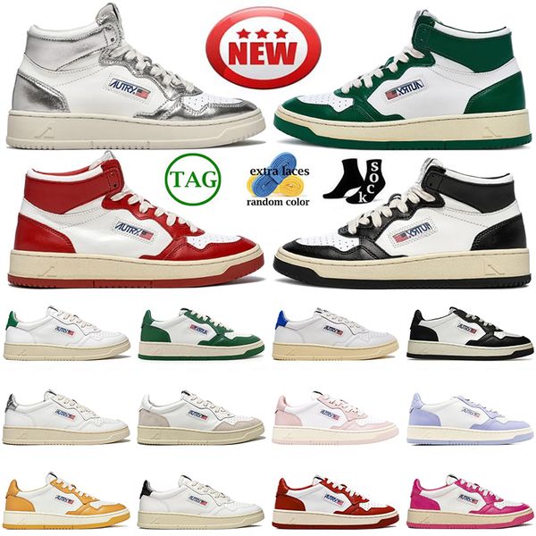 

2023 autry action shoes designer casual women shoe autries medalist leather suede low platform sneakers usa upper two-tone pink golden panda, Black