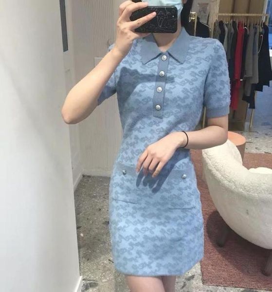 

auth maje roetic jacquard knit mini dress sky blue 1230121844585, White;black