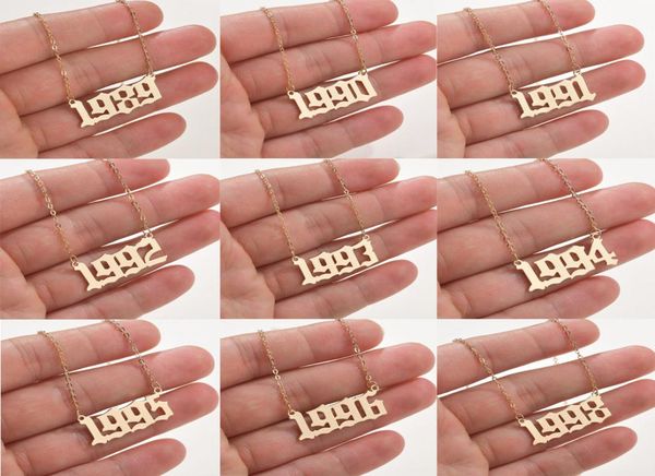 

new fashion year number necklaces gold long chain custom year 1989 to 2000 birthday gift for women6950792, Silver