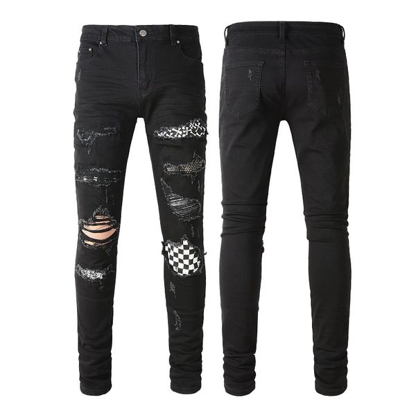 

2031 designer mens jeans hip-hop fashion zipper hole wash jean pants retro torn fold stitching men design motorcycle riding cool slim pant p, Blue