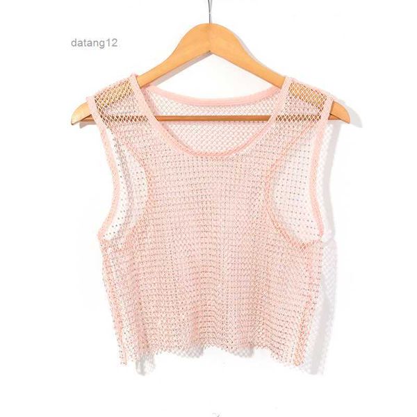 

triangle badge p-letter baroque women vest tanks fashion black mesh t shirt satin shinning diamond sling camis gift for girls clothing yo7l, White