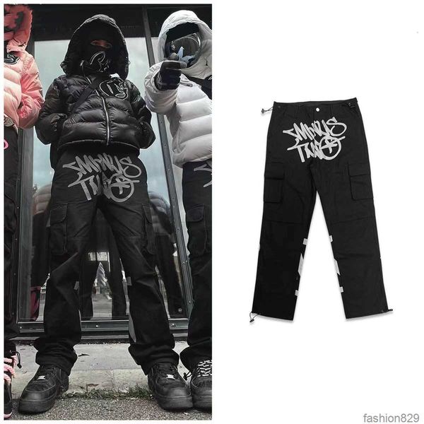 

minus twocargos men's cargo pants designer pants casual loose punk rock straight wide leg trouser streetwear retro y2k hip hop street t, Blue