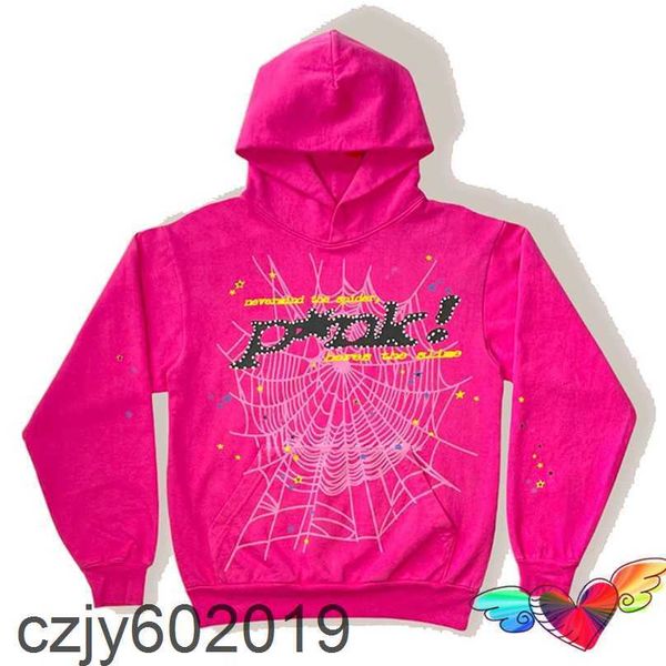 

2022 young thug pink sp5der 555555 hoodie men women foam print spider web graphic 555555 sweatshirts pullovershuu6, Black