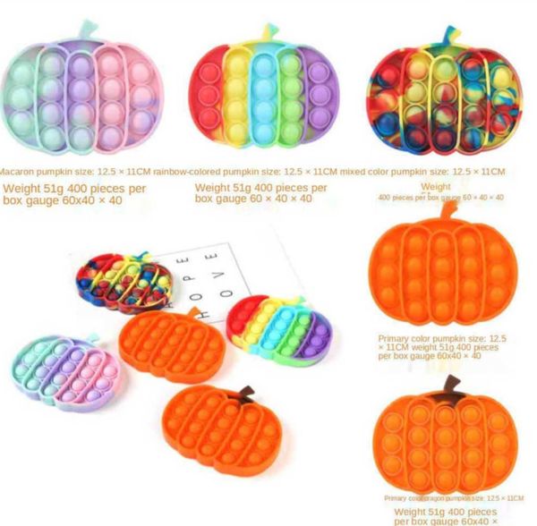 

halloween's pumpkin pioneer rainbow children toys sensory autism stress relief push pop bubble silicone puzzle toy game6587678