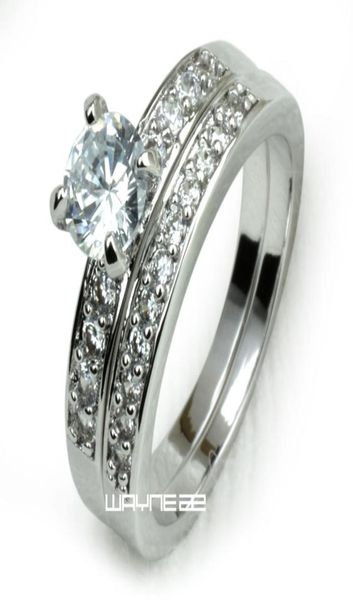 

white gold gf solid women engagement wedding ring set lab diamonds r281 sz ms8873733, Silver