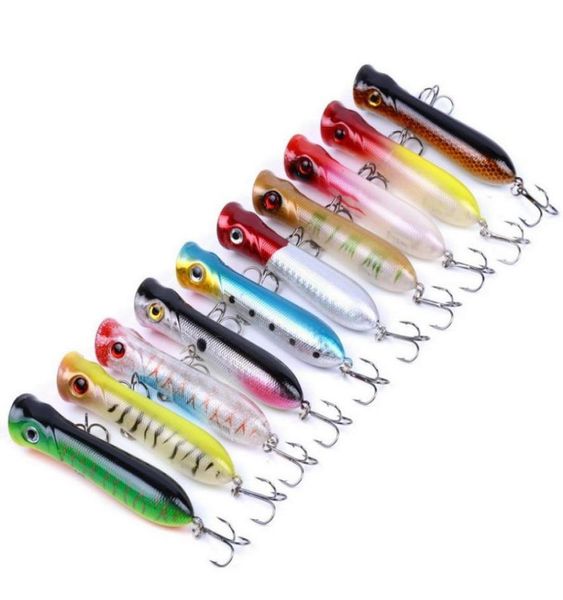 

10pcslot 3d eyes lifelike fishing lure hooks pesca fish popper lures wobbler isca artificial hard bait swimbait mixed colors1062664612281