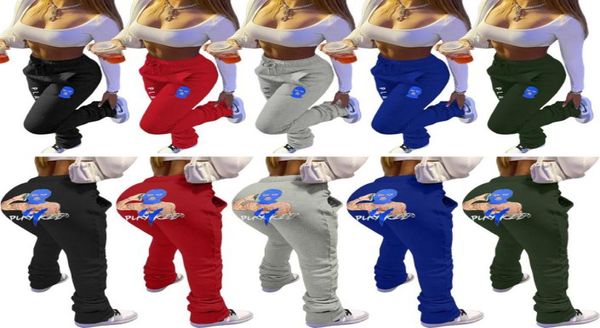 

pleated causal cartoons print pants high waist drawstring leggings thick flare stacked sweatpants women joggers active trousers3146153, Black;white