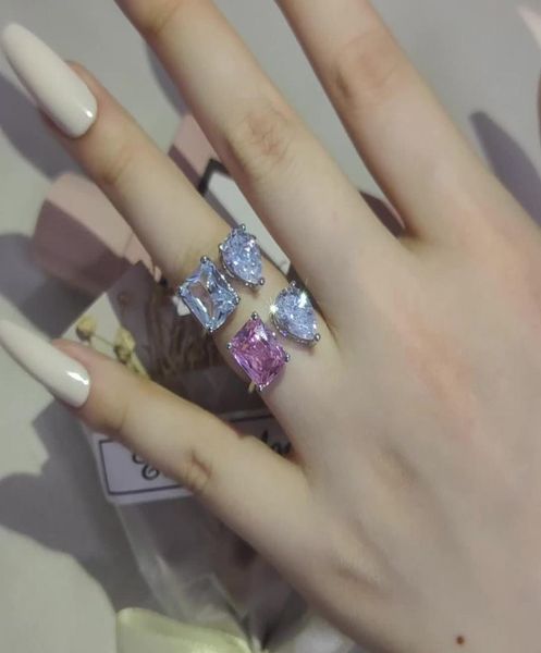 

choucong wedding ring simple fashion jewelry 925 sterling silver water drop white z cz diamond gemstones party women open adju6637145, Slivery;golden