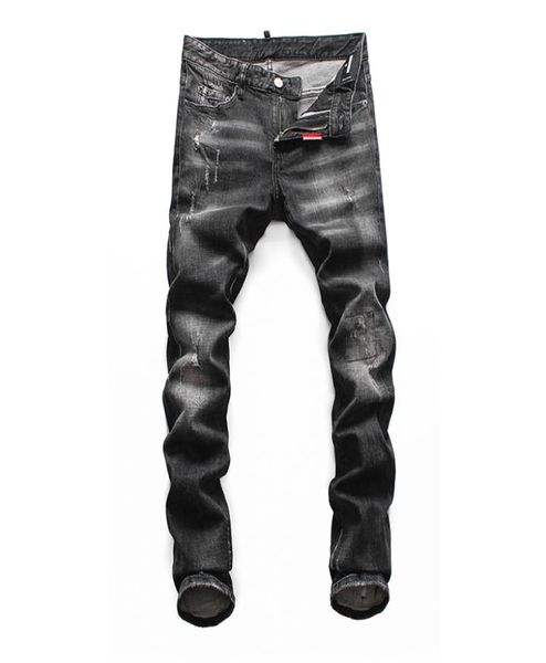 

european american mens jeans brand men slim jeans pants mens denim trousers zipper blue hole pencil pants for men 81148688154