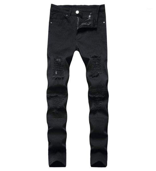 

men039s jeans destruction trousers straightleg distressed men denim black white jean male1233715, Blue