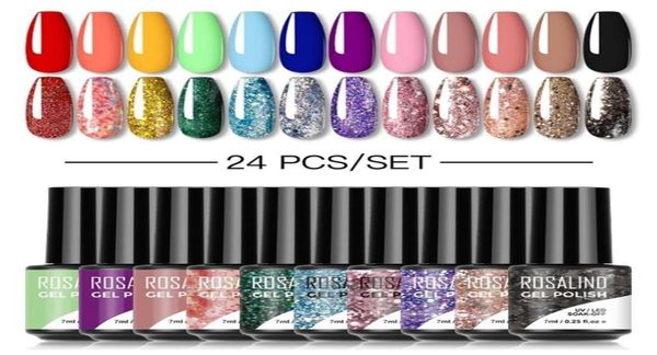 

rosalind gel polish set glitter semi permanent hybrid gel varnish need lacquer base coat nails art for nail polish kit 22053122416498