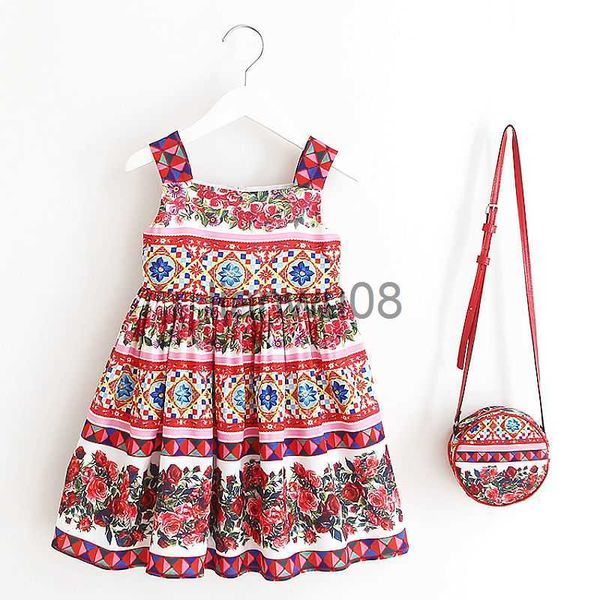 

girl's dresses toddler girl dresses baby summer clothes 2023 brand princess dress with bag costume for kids dress children clothing ves, Red;yellow