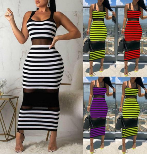 

stripe beach dress women039s sleeveless slim dress see through bodycon evening party club striped maxi1524055, Black;gray