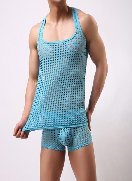 

men039s clothing underwear vest tank casual home wear mesh vest body undershirt hollow tank men singlet8347976, White;black