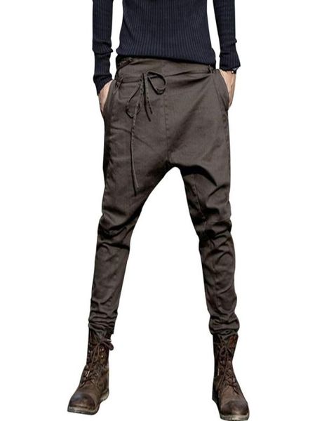 

men039s pants 2021 casual sagging men trousers low crotch pant joggers feet hanging harem2680224, Black