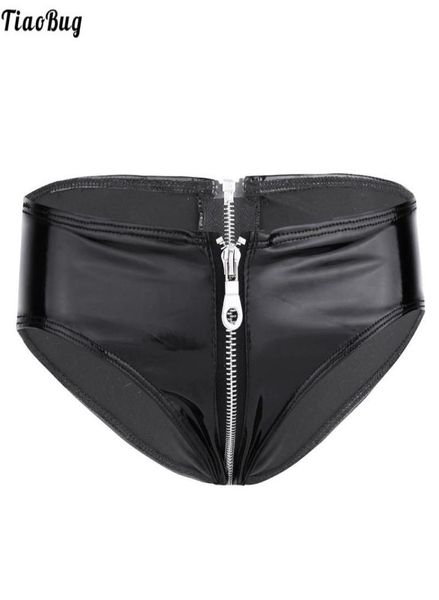 

women039s panties tiaobug black womens lingerie shiny patent leather zipper crotch low rise bikini briefs underwear underpants4647668, Black;pink