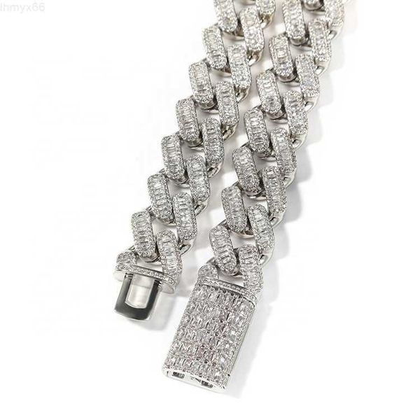 

20mm customize buckle full cz choker necklace miami cuban link iced out cuban necklace chain, Silver
