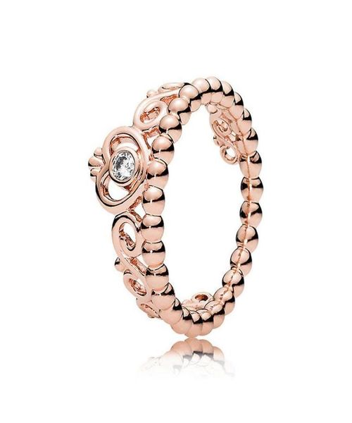 

100 925 sterling silver my princess stackable ring set original box for women wedding cz diamond crown 18k rose gold ring9155020