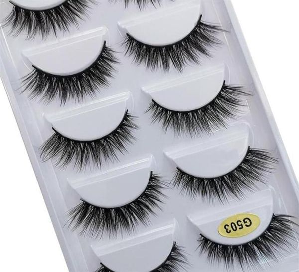 

5 pairs natural long 3d faux mink hair false eyelashes wispies fluffies eyelashes extension resuable multilayers makeup lashes318n2317801