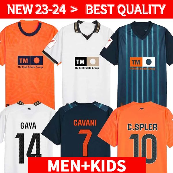 

23 24 valencias soccer jerseys cavani guedes gameiro camisetas de futbol gaya men kids kit football shirts 2023 2024 rivero c.soler cheryshe, Black;yellow
