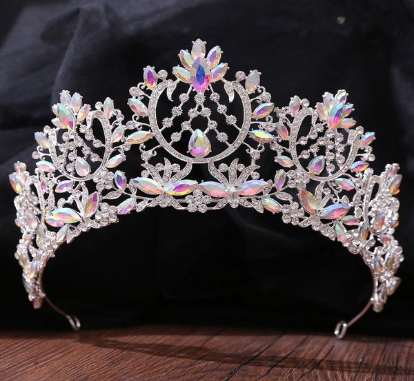 

luxury silver color ab crystal bridal tiaras baroque crown headpieces bride party rhinestone diadem wedding hair jewelry ornaments8539305