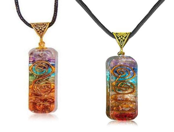 

pendant necklaces kx4c rainbow chakra healing necklace adjustment energy protection yoga jewelry gift8566282, Silver