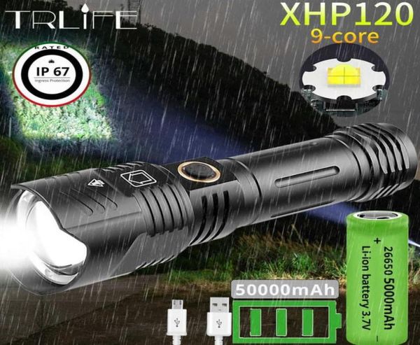 

est 5000mah 120 9-core led flashlight zoom usb rechargeable most powerful 99 90 torch 18650 26650 handheld light 210608238h2363898