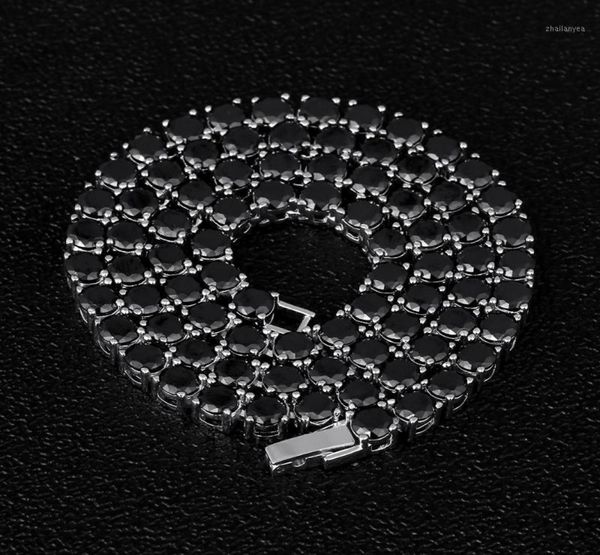 

dnschic iced out tennis necklace 5mm white gold chain line with black cz for men women hip hop jewelry rapper street fashion19224464, Silver