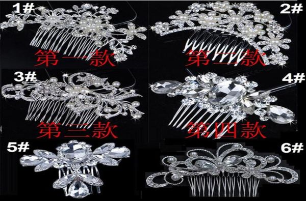 

bridal wedding tiaras stunning fine comb bridal jewelry accessories crystal pearl hair brush utterfly hairpin for bride1501853, Silver