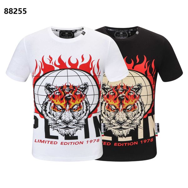 

new style phillip plain men t-shirt designer pp skull diamond t shirt short sleeve dollar brown bear brand o-neck skulls paris polo2ps8, White;black