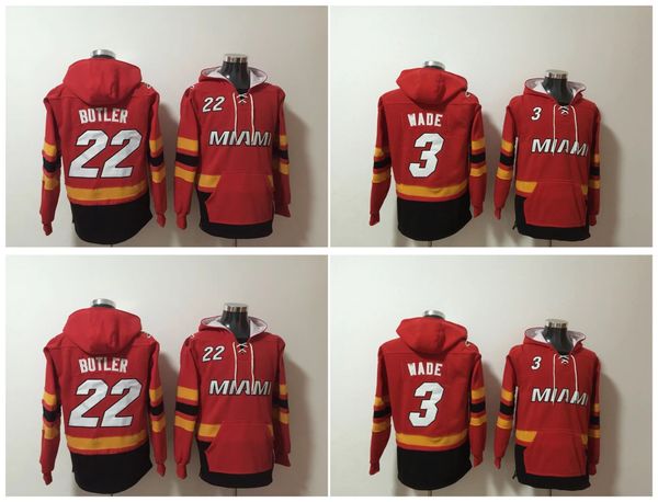 

jimmy butler heats dwyane wade miamis old time basketball jerseys hoodie pullover sports sweatshirts winter jacket blue size s-xxl, Black;red